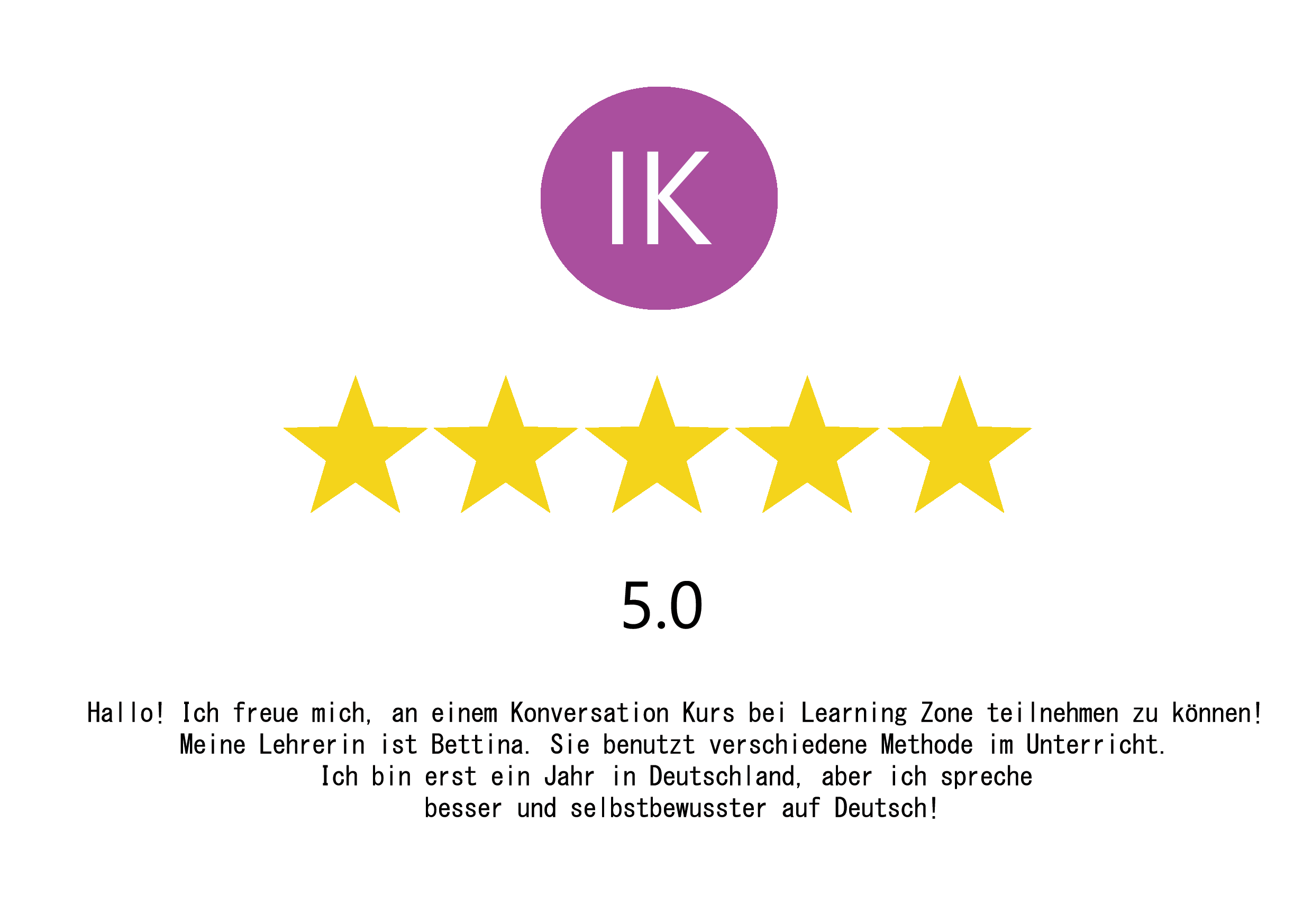 Google Bewertung: Deutschkurs Frankfurt Nordend – Learning Zone
